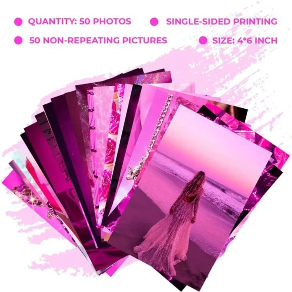Pink Neon Wall Collage Kit Aesthetic Pictures, Trendy Room Decor